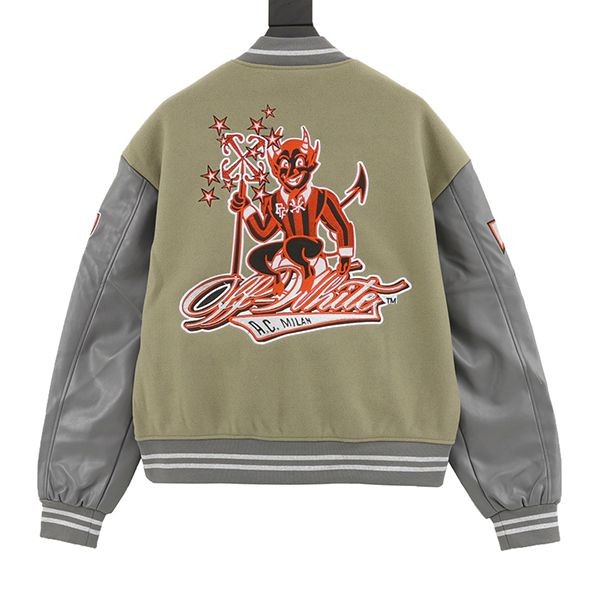 ☆超人気☆オフホワイト 偽物 メンズ グレー X Ac Milan ボンバージャケット oft02219
